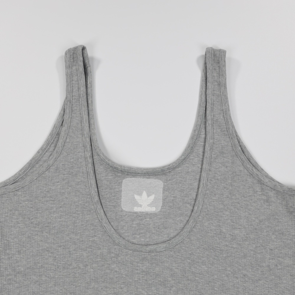 Adidas Originals Ribbed Logo Crop Top Women's Gray Tank Stretch Size XL‎ New - Picture 5 of 8